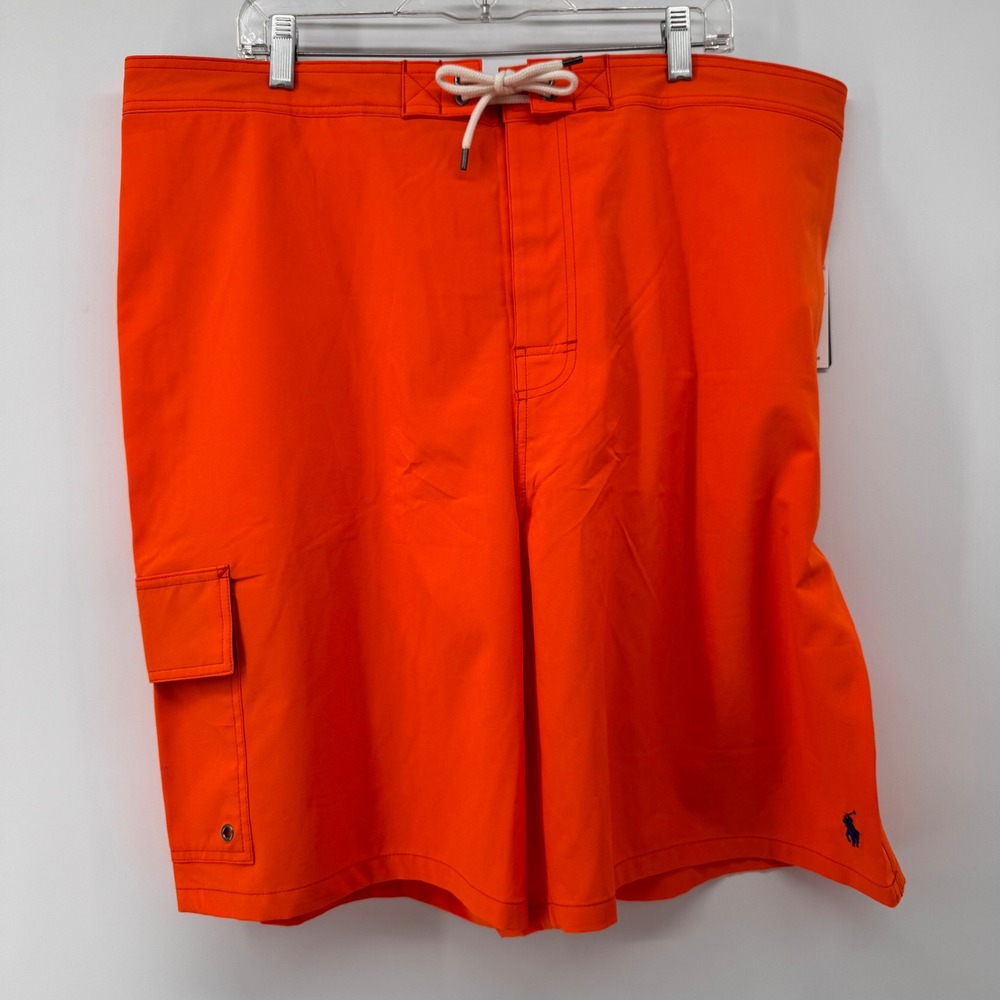 Polo‎ Ralph Lauren Swim Trunks Men 2XLT Orange Cargo Pocket Lace-Up Big & Tall